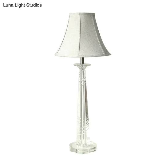 Contemporary Cream Gray Bell Nightstand Light With K9 Crystal Shade - Perfect For Bedroom