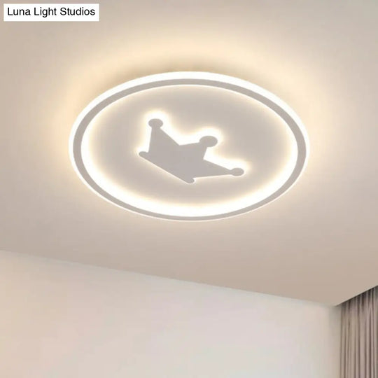 Contemporary Crown Bedroom Led Ceiling Light With Flush Mount & Halo Ring White / 15.5