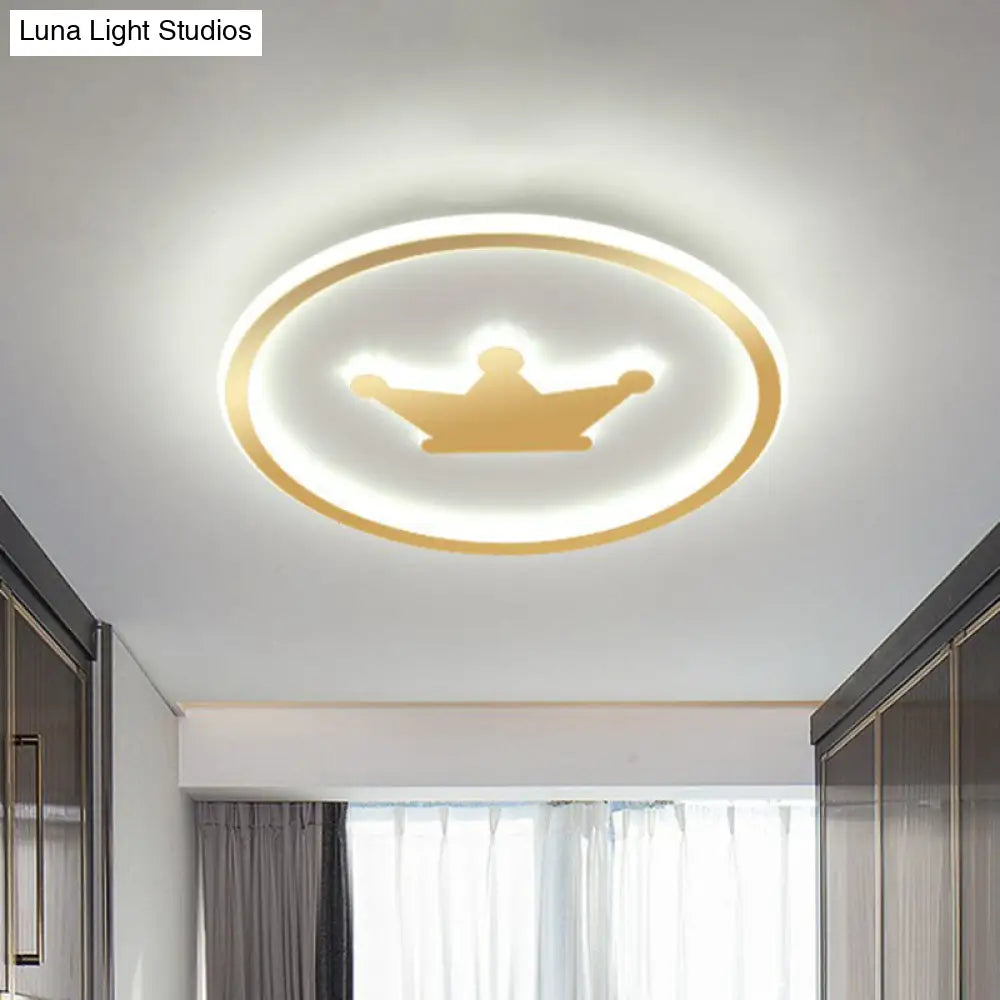 Contemporary Crown Bedroom Led Ceiling Light With Flush Mount & Halo Ring Gold / 15.5 White