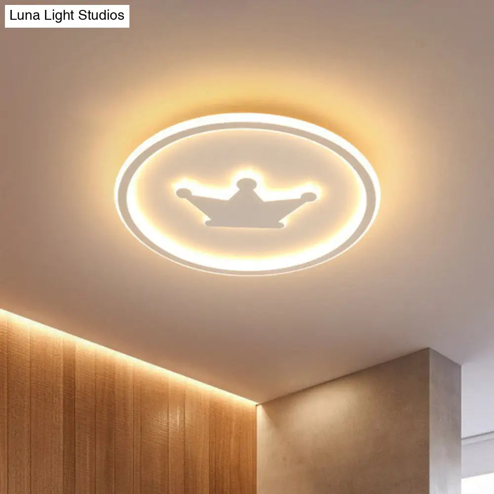 Contemporary Crown Bedroom Led Ceiling Light With Flush Mount & Halo Ring White / 15.5 Warm