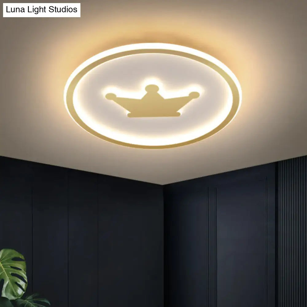 Contemporary Crown Bedroom Led Ceiling Light With Flush Mount & Halo Ring Gold / 15.5 Warm