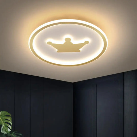 Contemporary Crown Bedroom Led Ceiling Light With Flush Mount & Halo Ring Gold / 15.5’ Warm