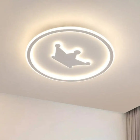 Contemporary Crown Bedroom Led Ceiling Light With Flush Mount & Halo Ring White / 15.5’