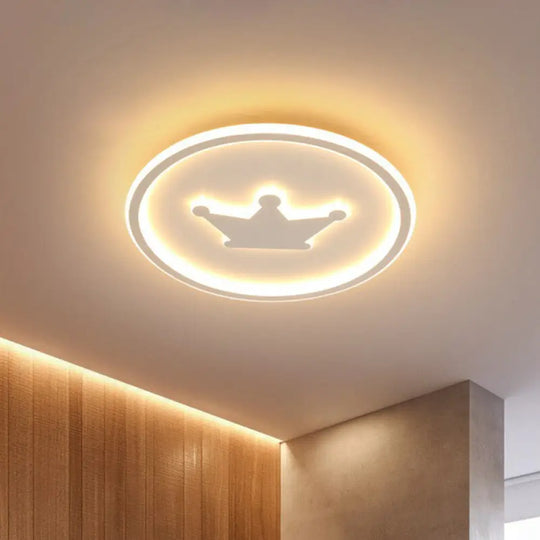 Contemporary Crown Bedroom Led Ceiling Light With Flush Mount & Halo Ring White / 15.5’ Warm