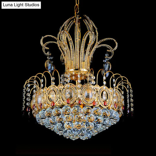 Contemporary Crystal 10-Light Gold Chandelier - Stylish Dome Ceiling Light For Dining Room