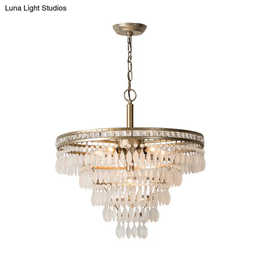 Contemporary Crystal 6-Light Tiered Ceiling Chandelier For Bedroom - Antique Silver Fixture