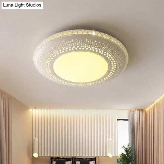 Contemporary Crystal Accent Led Ceiling Lamp - 21’/25’ Round Shade Flush Mount Fixture White Light