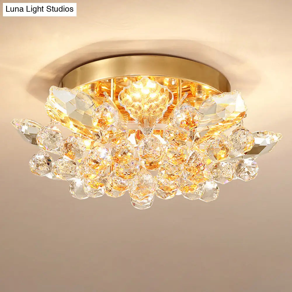 Contemporary Crystal Ball Ceiling Light With Led Gold/Silver Semi Flush Mount Gold