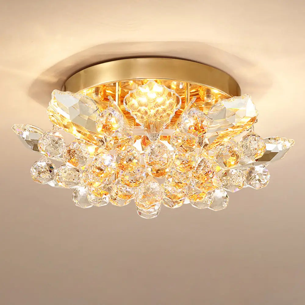 Contemporary Crystal Ball Ceiling Light With Led Gold/Silver Semi Flush Mount Gold