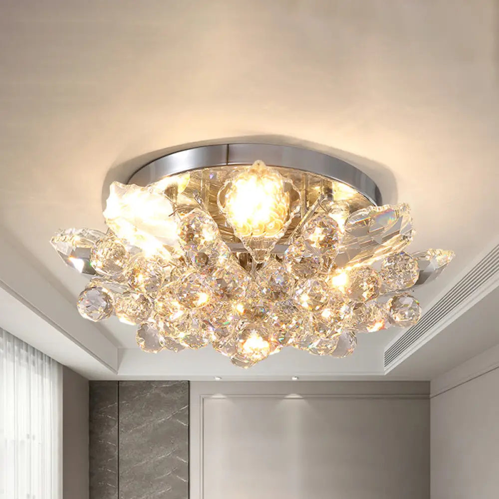 Contemporary Crystal Ball Ceiling Light With Led Gold/Silver Semi Flush Mount Silver