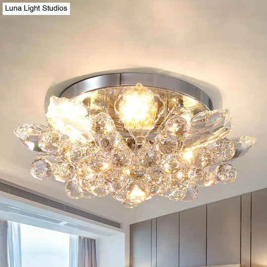 Contemporary Crystal Ball Ceiling Light With Led Gold/Silver Semi Flush Mount