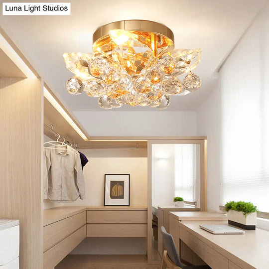 Contemporary Crystal Ball Ceiling Light With Led Gold/Silver Semi Flush Mount