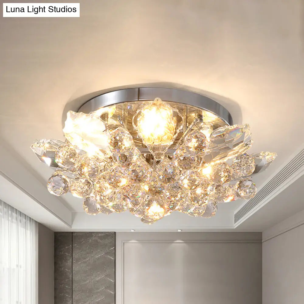 Contemporary Crystal Ball Ceiling Light With Led Gold/Silver Semi Flush Mount Silver