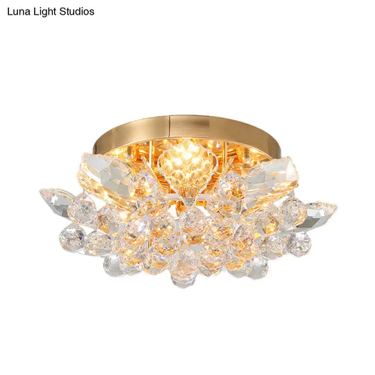 Contemporary Crystal Ball Ceiling Light With Led Gold/Silver Semi Flush Mount