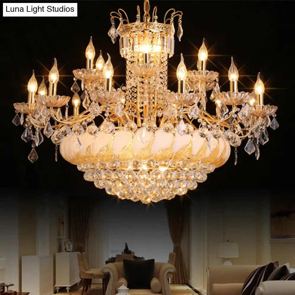 Contemporary Crystal Ball Chandelier 14/20 Head Cascading Pendant Light For Living Room Ceiling