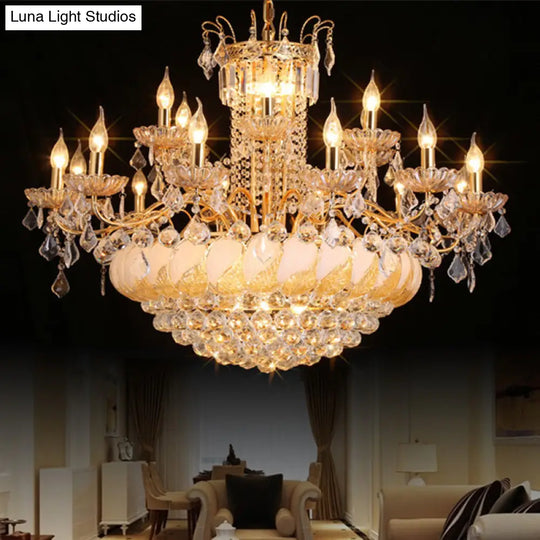 Contemporary Crystal Ball Chandelier 14/20 Head Cascading Pendant Light For Living Room Ceiling