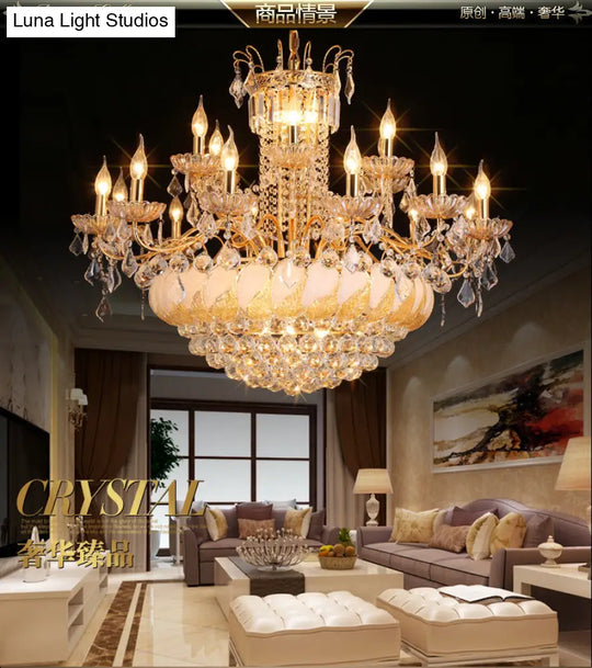 Contemporary Crystal Ball Chandelier 14/20 Head Cascading Pendant Light For Living Room Ceiling