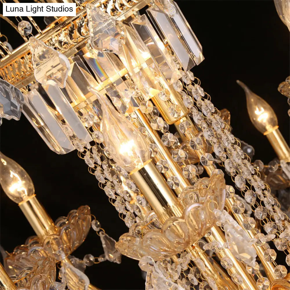 Contemporary Crystal Ball Chandelier 14/20 Head Cascading Pendant Light For Living Room Ceiling