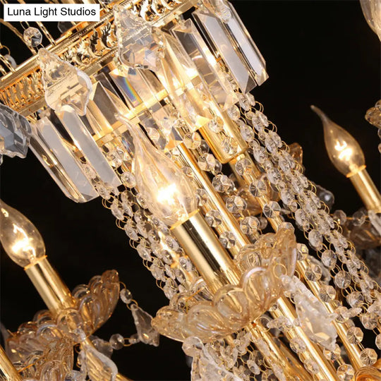 Contemporary Crystal Ball Chandelier 14/20 Head Cascading Pendant Light For Living Room Ceiling