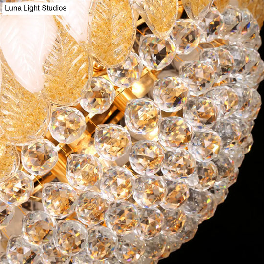 Contemporary Crystal Ball Chandelier 14/20 Head Cascading Pendant Light For Living Room Ceiling