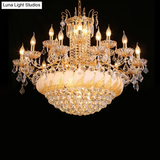 Contemporary Crystal Ball Chandelier 14/20 Head Cascading Pendant Light For Living Room Ceiling