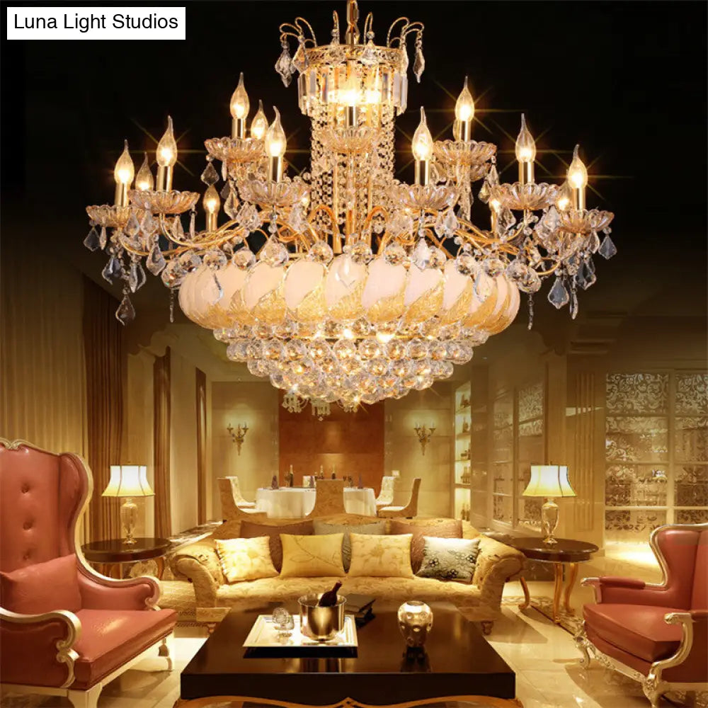 Contemporary Crystal Ball Chandelier 14/20 Head Cascading Pendant Light For Living Room Ceiling