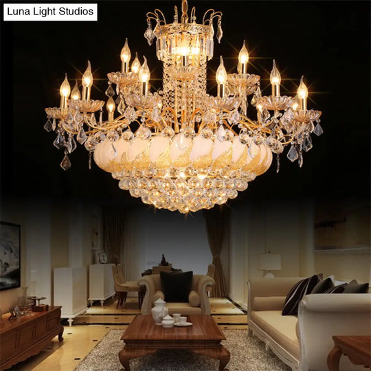 Contemporary Crystal Ball Chandelier 14/20 Head Cascading Pendant Light For Living Room Ceiling