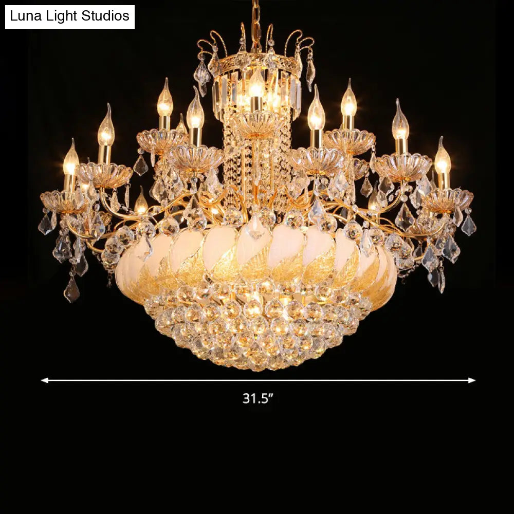 Contemporary Crystal Ball Chandelier 14/20 Head Cascading Pendant Light For Living Room Ceiling