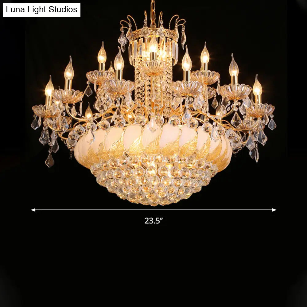 Contemporary Crystal Ball Chandelier 14/20 Head Cascading Pendant Light For Living Room Ceiling