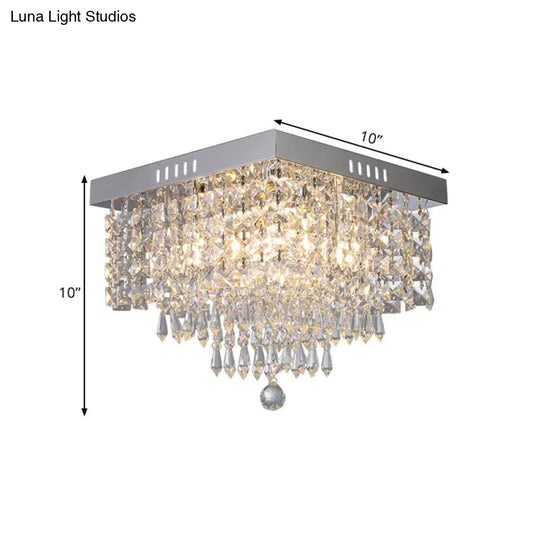 Contemporary Crystal Beads Corridor Ceiling Fixture | Clear Flush Mount Lighting 2/4 Heads 10/12