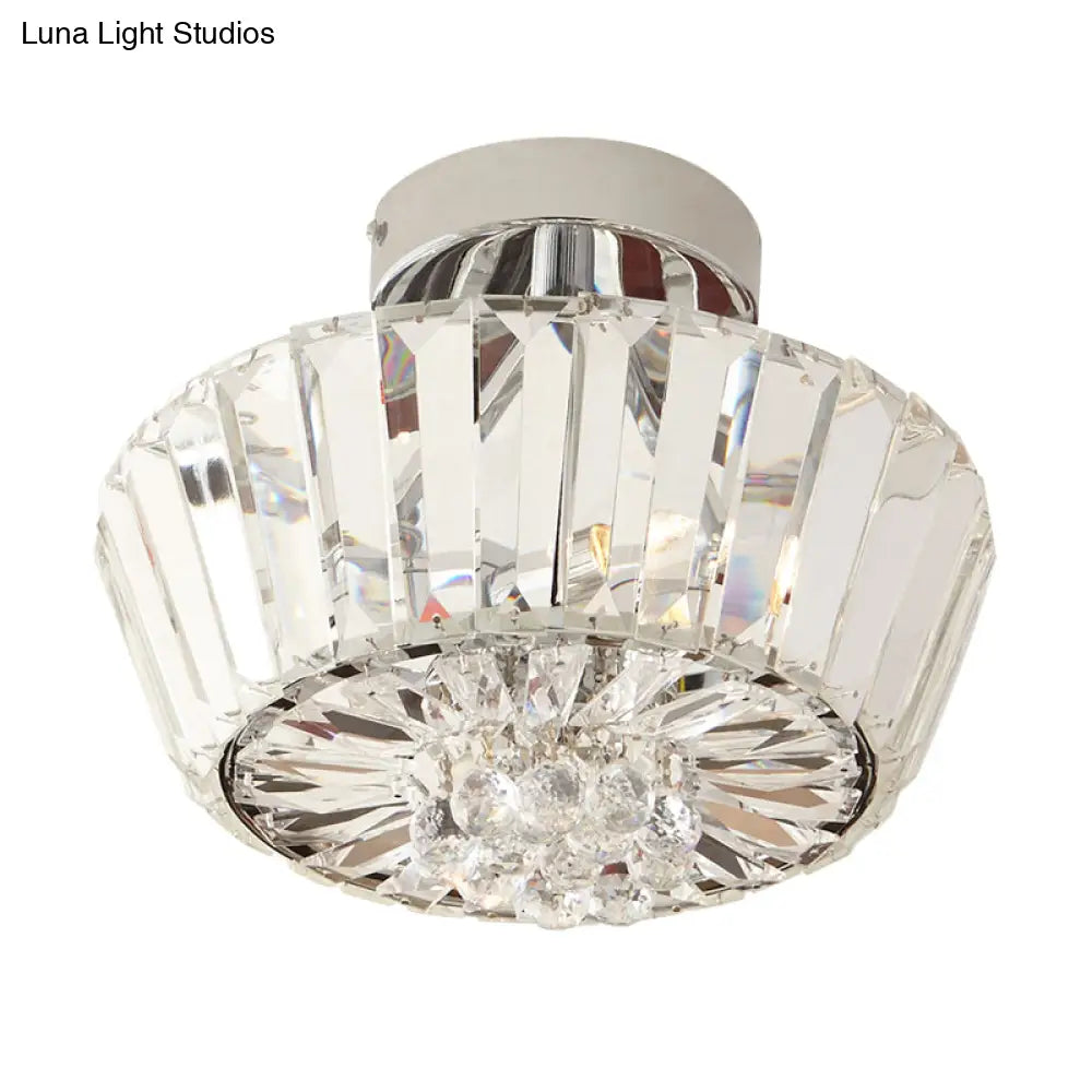 Contemporary Crystal Block 3 - Light Chrome Cone Porch Ceiling Mounted Semi Flush Mount