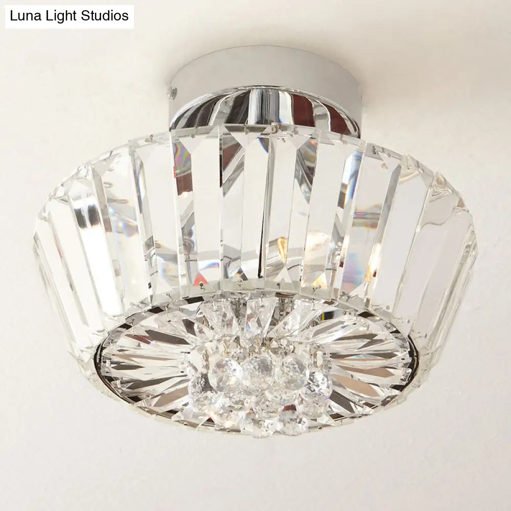 Contemporary Crystal Block 3 - Light Chrome Cone Porch Ceiling Mounted Semi Flush Mount