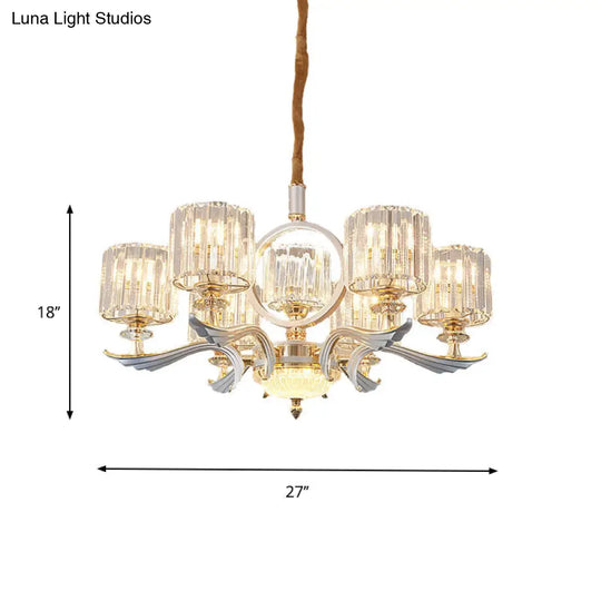 Contemporary Crystal Suspension Light Chandelier - 6/8-Head Dining Room Lighting Silver