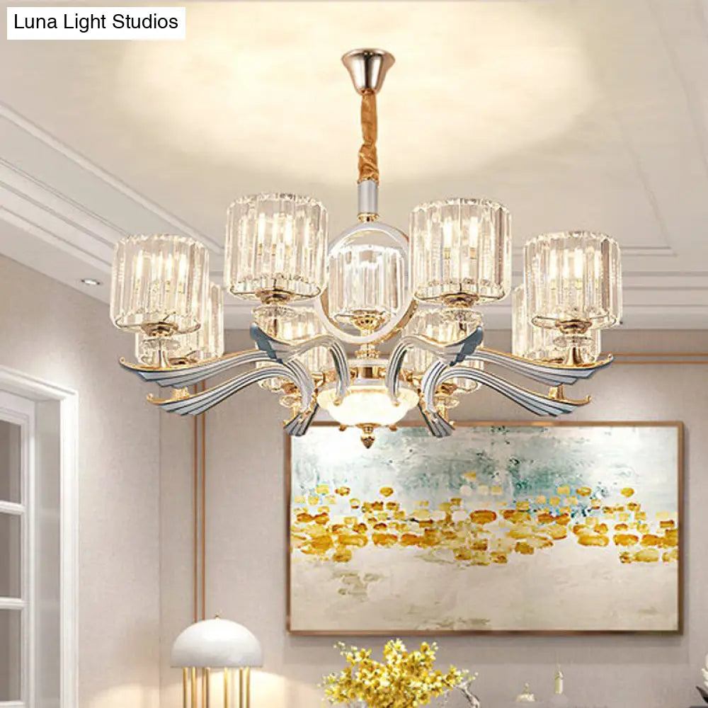 Contemporary Crystal Suspension Light Chandelier - 6/8-Head Dining Room Lighting Silver 8 /