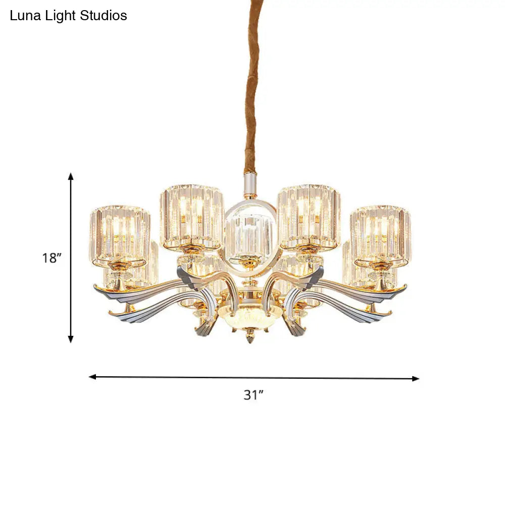 Contemporary Crystal Suspension Light Chandelier - 6/8-Head Dining Room Lighting Silver