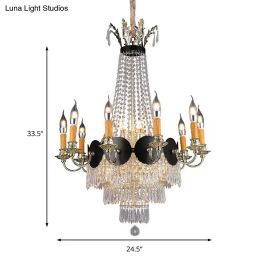 Contemporary Crystal Candelabra Chandelier - 14 Lights Gold Dining Room Lighting