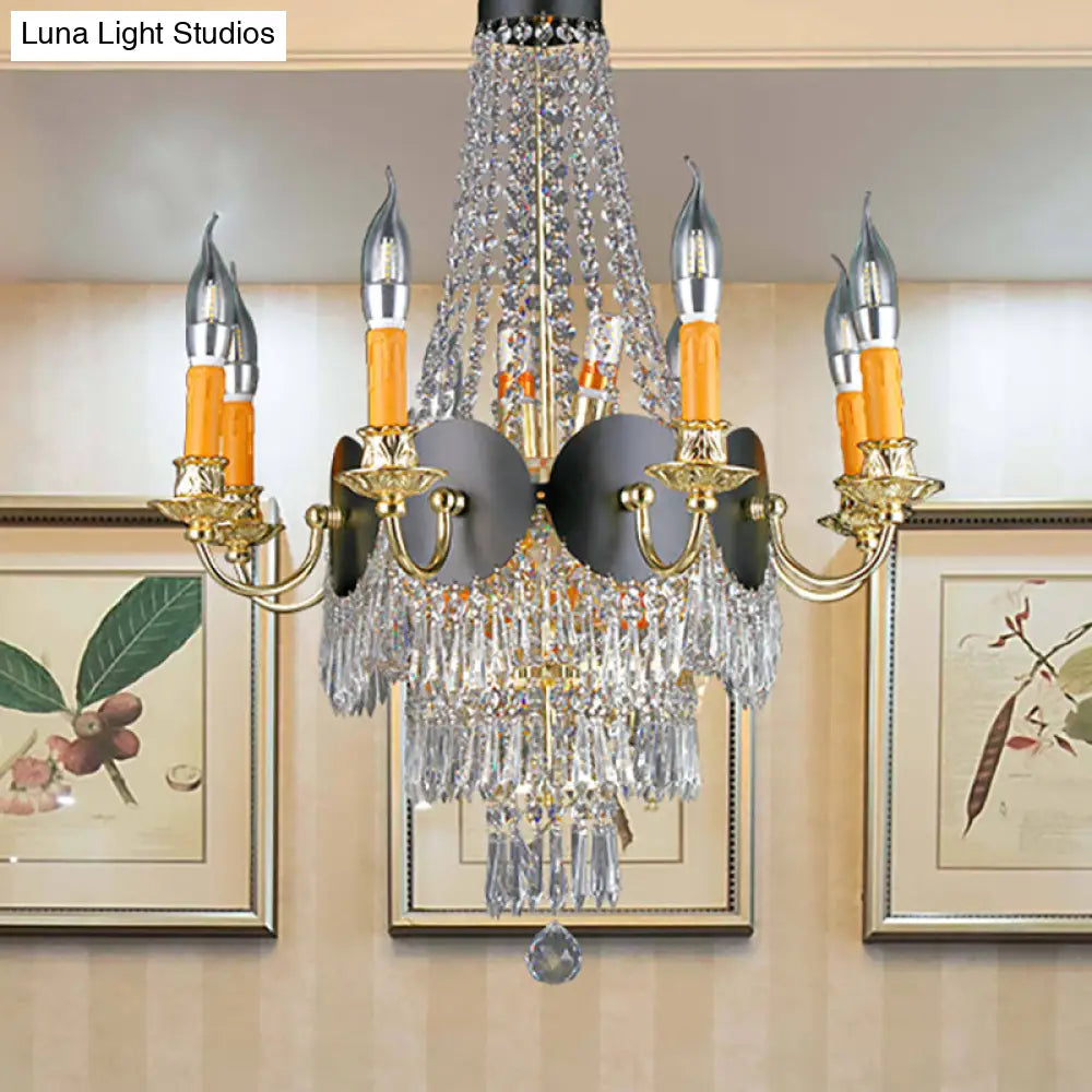 Contemporary Crystal Candelabra Chandelier - 14 Lights Gold Dining Room Lighting