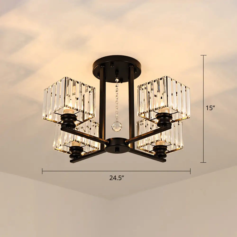 Contemporary Crystal Ceiling Lamp With Prismatic K9 Crystals 4 / Black