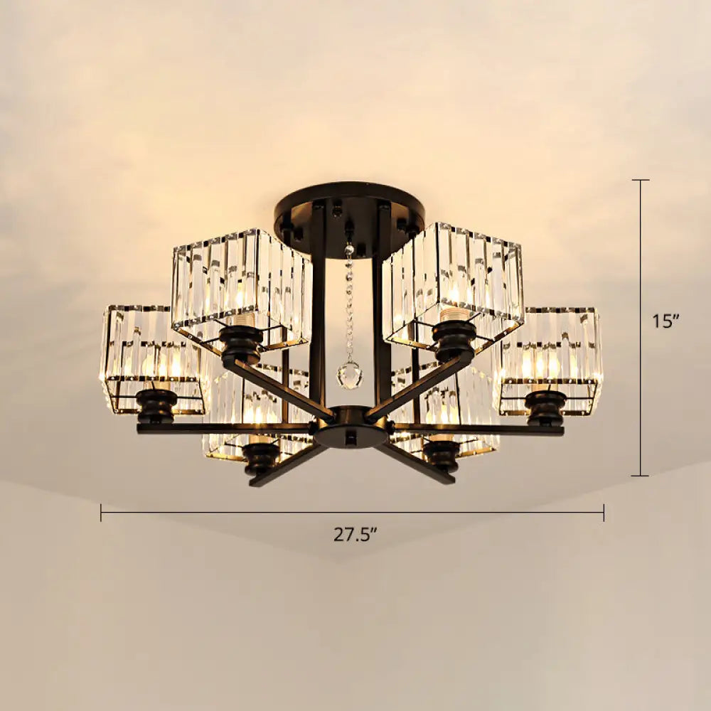 Contemporary Crystal Ceiling Lamp With Prismatic K9 Crystals 6 / Black