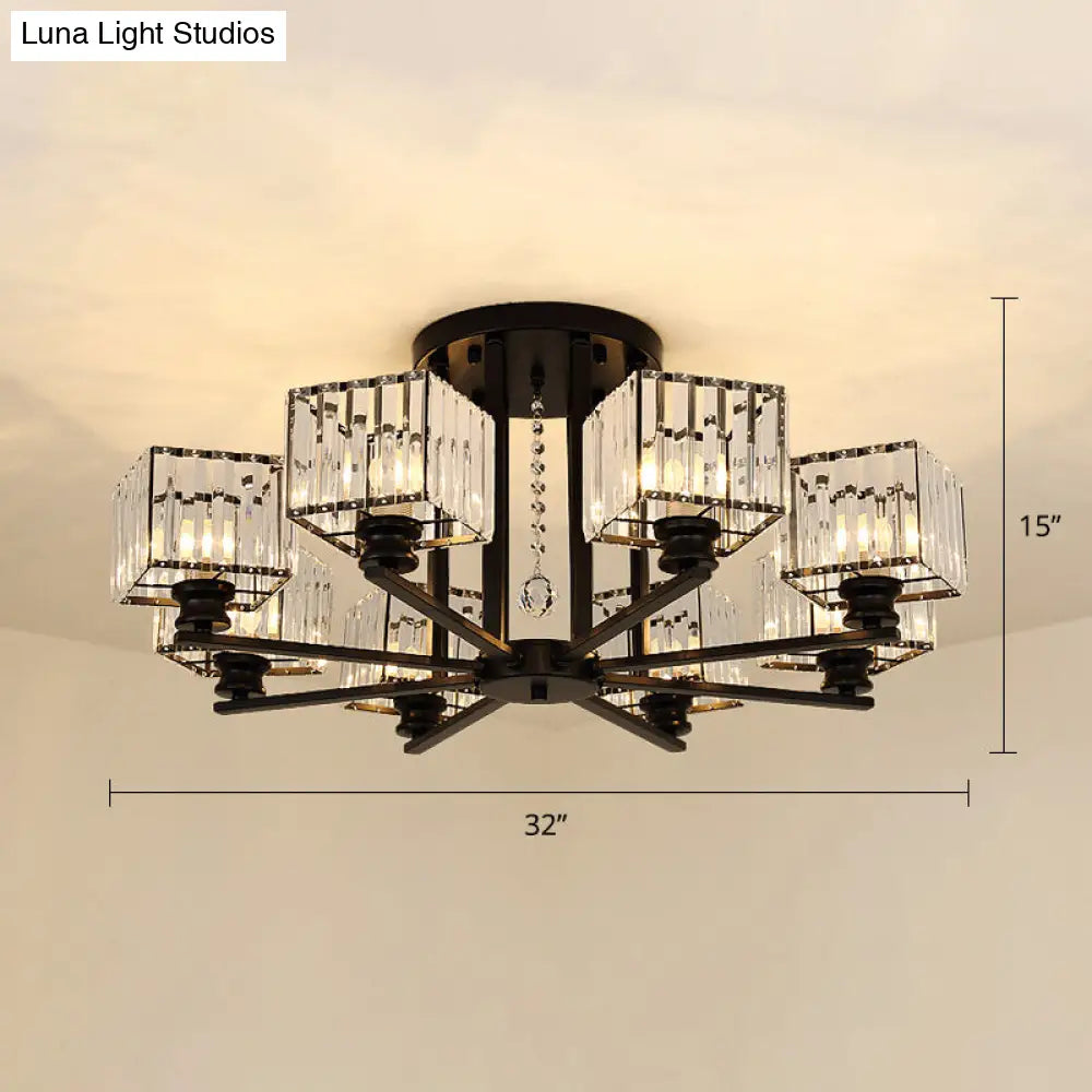 Contemporary Crystal Ceiling Lamp With Prismatic K9 Crystals 8 / Black