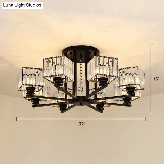Contemporary Crystal Ceiling Lamp With Prismatic K9 Crystals 8 / Black