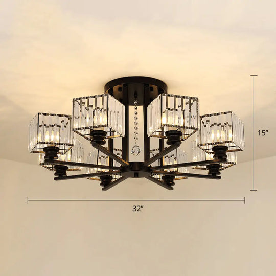 Contemporary Crystal Ceiling Lamp With Prismatic K9 Crystals 8 / Black