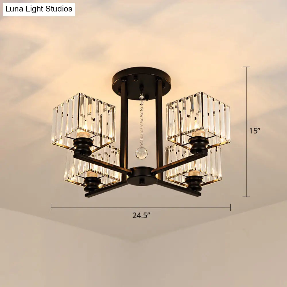 Contemporary Crystal Ceiling Lamp With Prismatic K9 Crystals 4 / Black