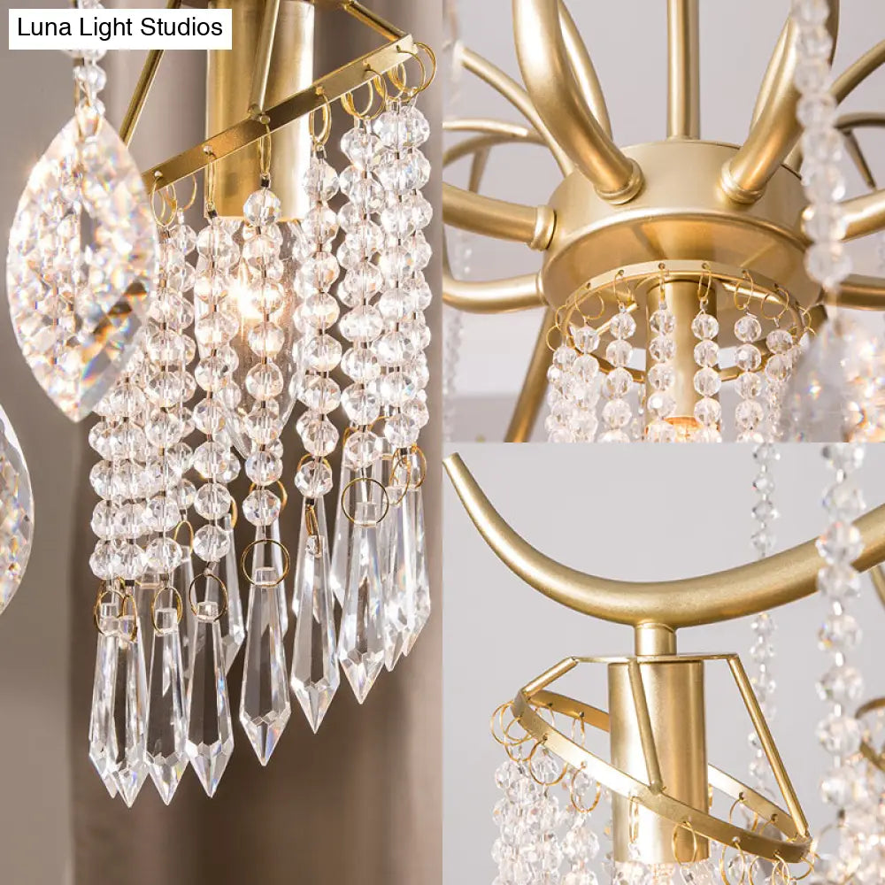 Contemporary Crystal Chandelier - Beaded Brass Pendant Light For Bedroom Ceiling (3/7 Lights)