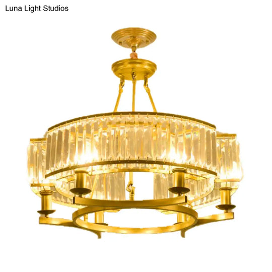 Contemporary Crystal Chandelier: Drum Shape 6/8/10 Lights Black/Gold Hanging Pendant Lamp