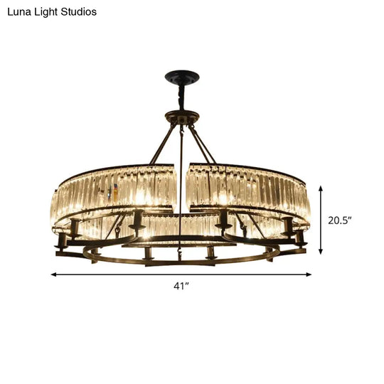 Contemporary Crystal Chandelier: Drum Shape 6/8/10 Lights Black/Gold Hanging Pendant Lamp