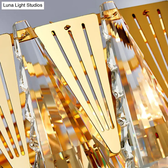 Contemporary Crystal Block Chandelier - 7 Tiers 10 Lights Gold Pendant Lighting