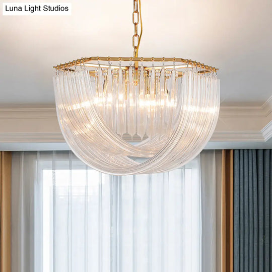 Contemporary Crystal Chandelier Light - Hexagon Design Gold Finish 4-Light 12’’/19.5’’ Wide