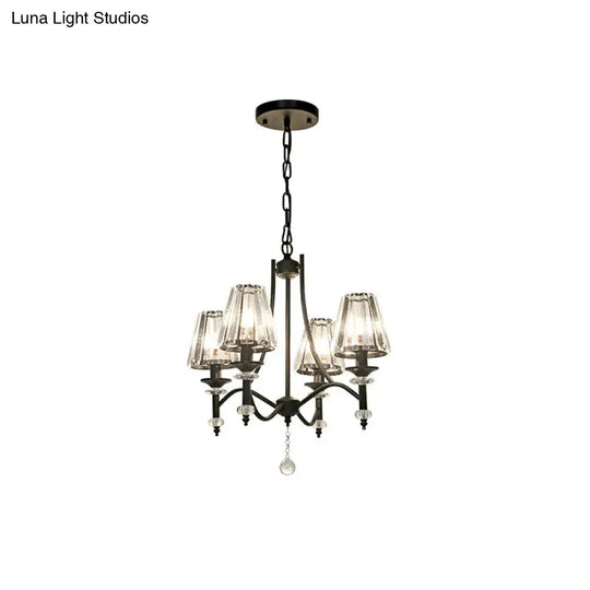 Contemporary Crystal Chandelier Pendant Light Kit - Tapered Design Adjustable Chain 4/6/8 Lights