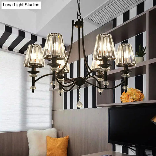 Contemporary Crystal Chandelier Pendant Light Kit - Tapered Design Adjustable Chain 4/6/8 Lights